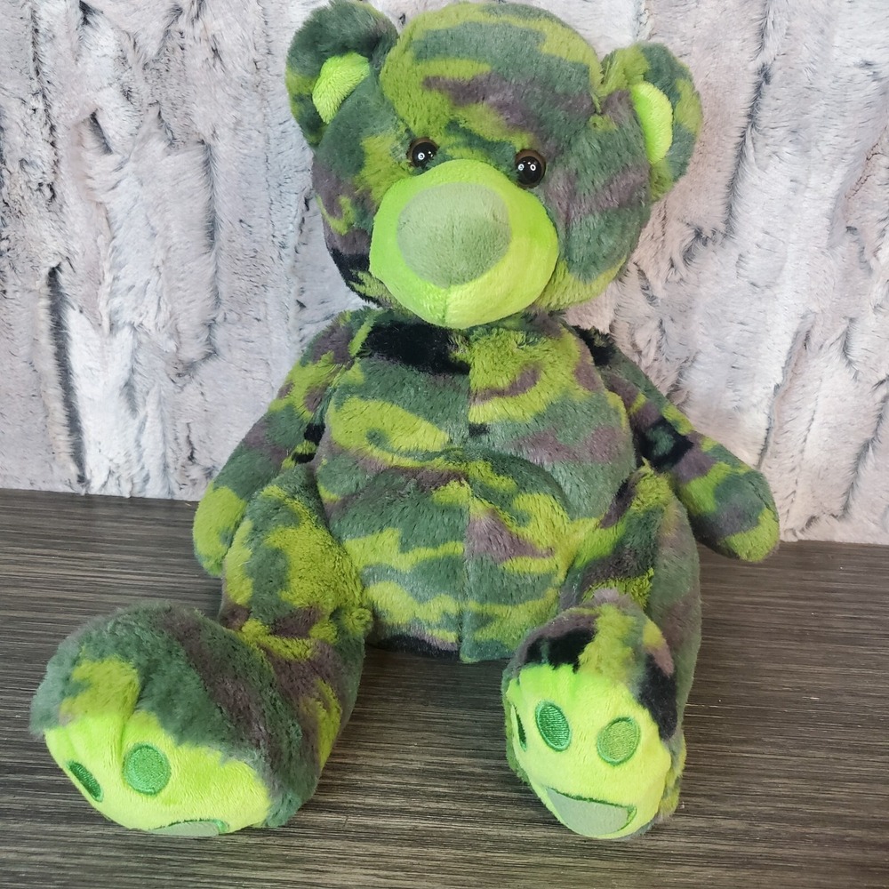 Wishpets DORIAN Camouflage Teddy Bear 2014 Green Camo Stuffed Animal